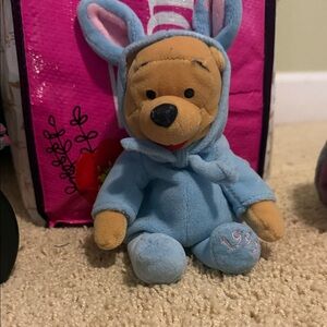 Easter 1999 Winnie the Pooh Blue in Bunny Costume Toy adorable!